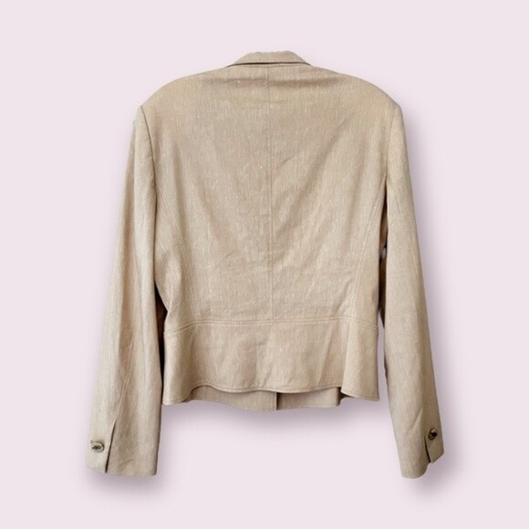 ESCADA Wool Linen Blazer Beige Neutral Button Front Collared Womens Size 40 / M - Picture 2 of 12